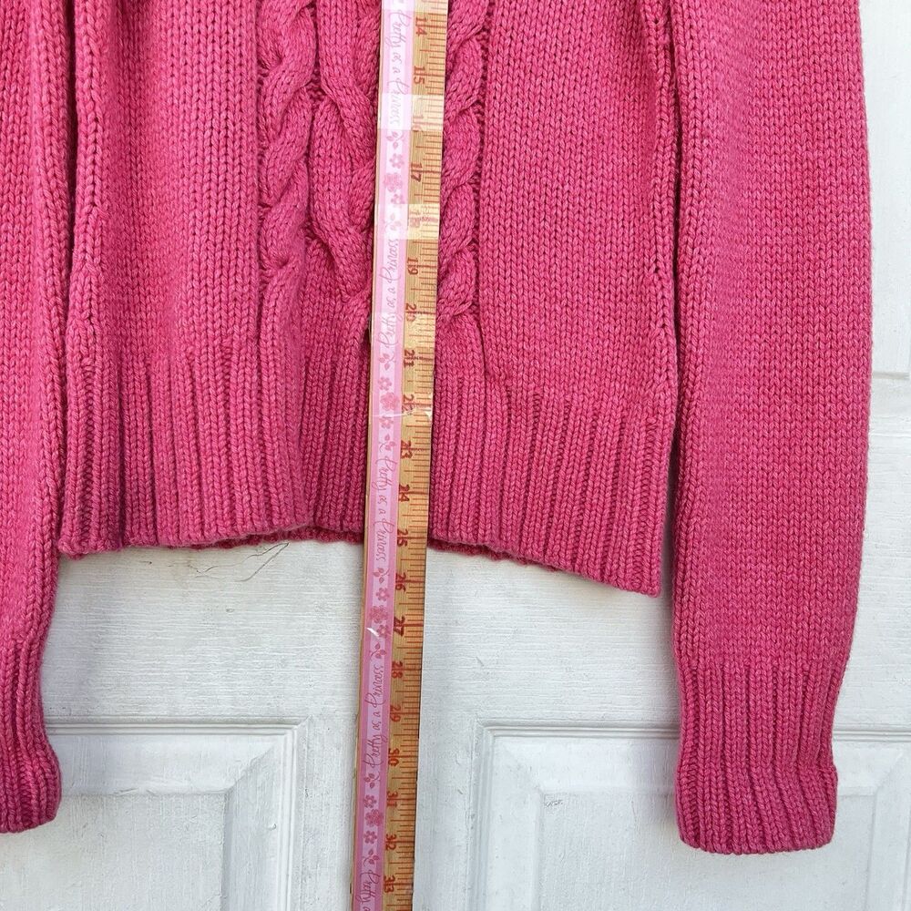 Express L Pink Fuchsia Cable Knit Sweater Merino Wool Angora Cashmere Cowl Neck - Picture 8 of 11